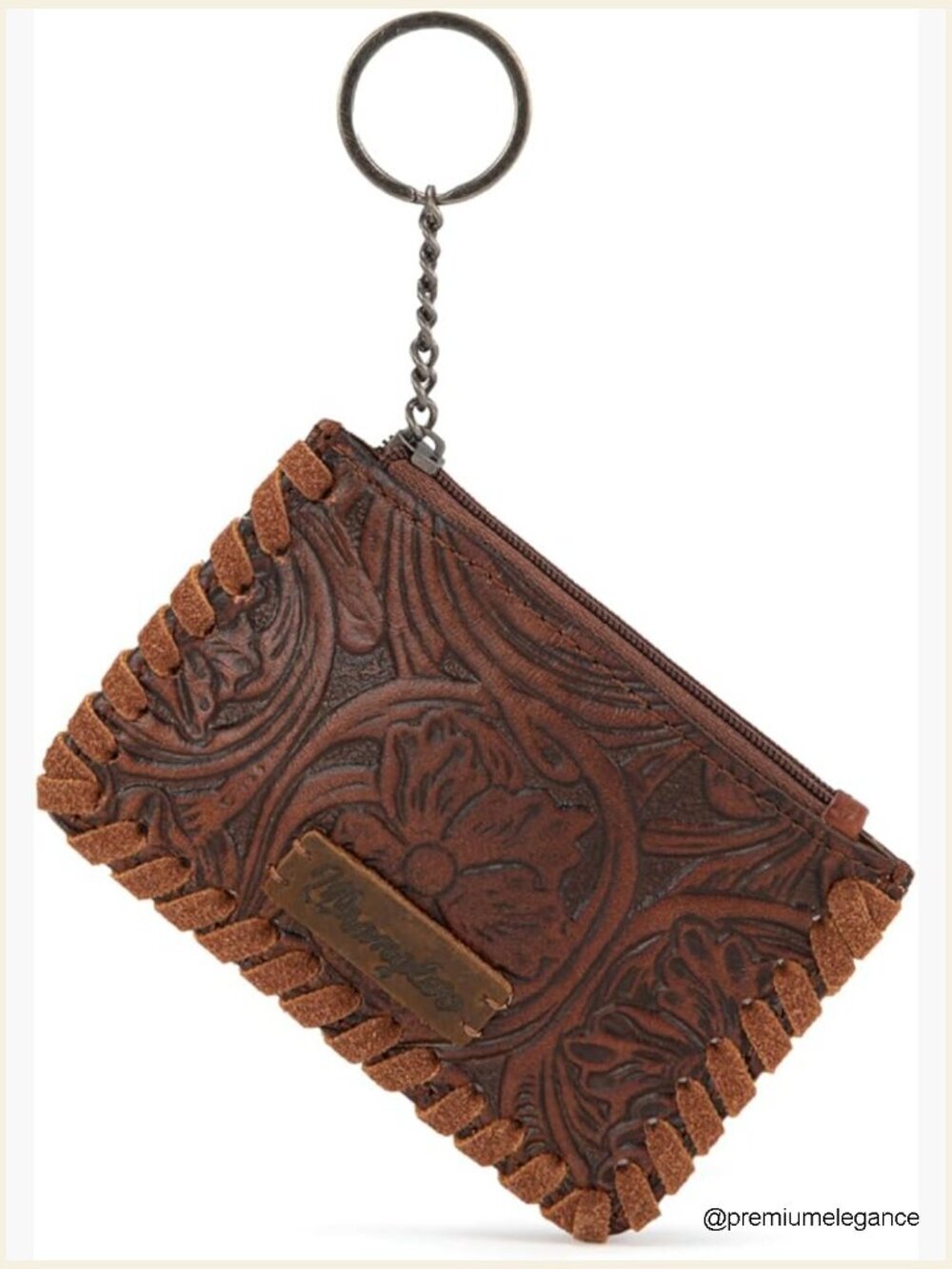 Leather Change Wallet with Keychain Western Design Coin Pouch